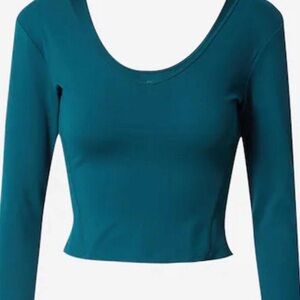 Gilly Hicks Deep V-Neck Long Sleeve Cropped Top – Teal, Size XXS